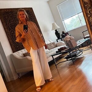 J Jill Oversized Cotton Poplin Striped Tunic Size S